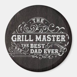 Grill Master and Best Dad Ever Fathers Day Black Magnet