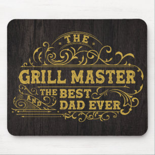 Grill Master and Best Dad Ever Fathers Day Black Mouse Mat