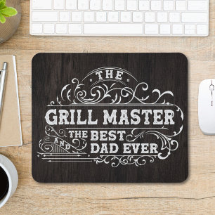 Grill Master and Best Dad Ever Fathers Day Black Mouse Mat