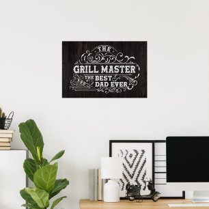 Grill Master and Best Dad Ever Fathers Day Black Poster