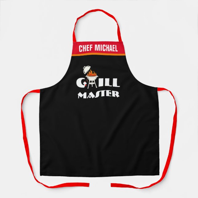 Grill Master Apron, Personalised BBQ Chef Gift Apron (Front)