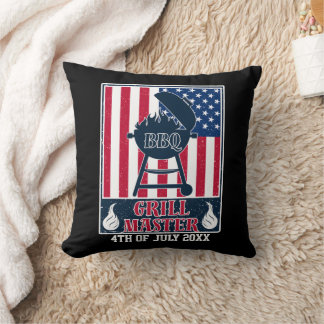 Grill Master BBQ 4th of July American Flag Cushion