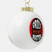 Grill Master BBQ Dad Quote Burger Grilling Cookout Ceramic Ball Christmas Ornament (Left)