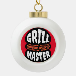 Grill Master BBQ Dad Quote Burger Grilling Cookout Ceramic Ball Christmas Ornament