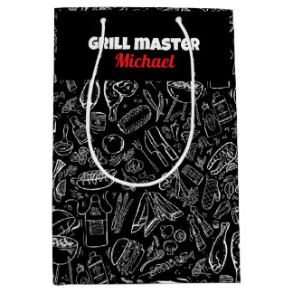 Grill master bbq foodie men dad husband  medium gift bag