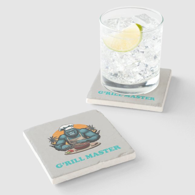G'rill Master BBQ Griller Fun Pun Stone Coaster (Side)