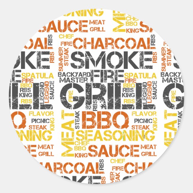 Grill Master BBQ Typography Classic Round Sticker (Front)