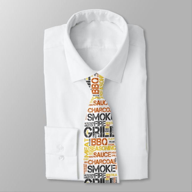Grill Master BBQ Typography Tie (Tied)
