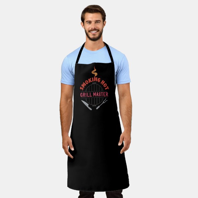 Grill Master Black Smoking Hot BBQ Apron (Worn)