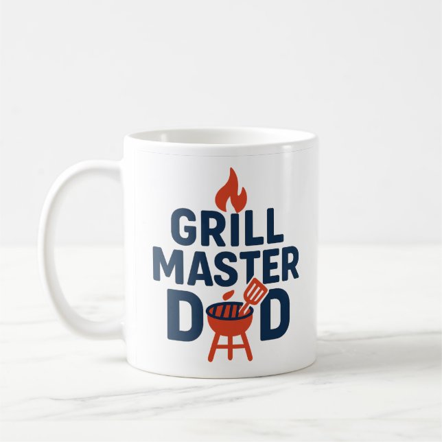 Grill Master Dad BBQ Father's Day Gift Coffee Mug (Left)