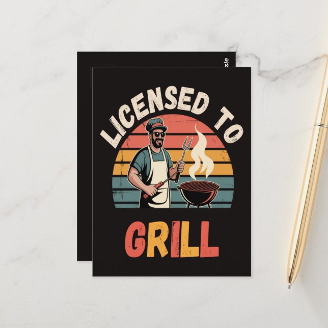 Grill Master Dad Postcard (Front/Back In Situ)