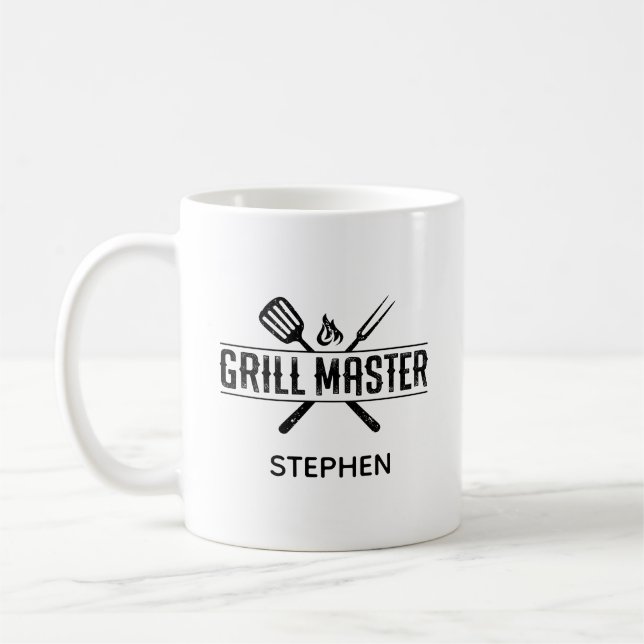 Grill Master Faux Leather  Coffee Mug (Left)