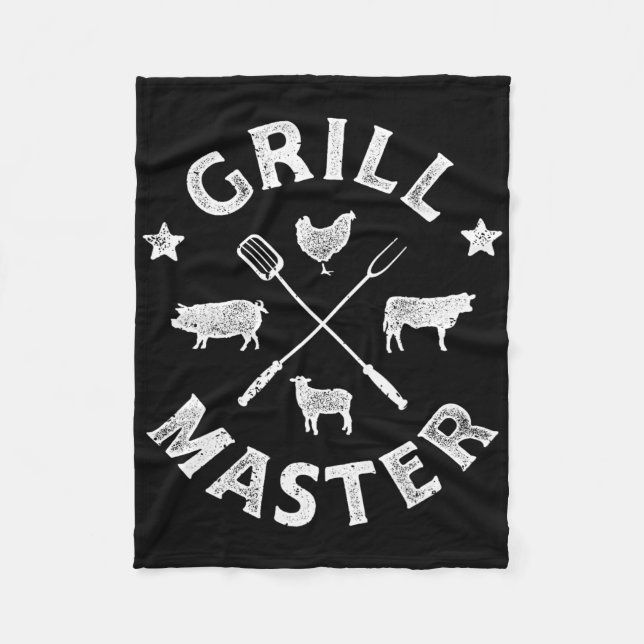 Grill Master Funny Pork Bbq Barbecue Grillmaster M Fleece Blanket (Front)