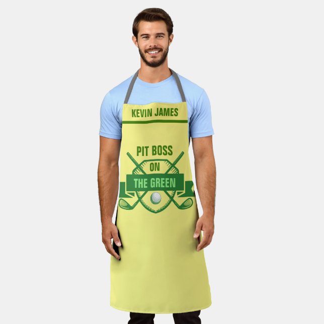 Grill Master Golf Apron - BBQ Chef Humour Gift (Worn)