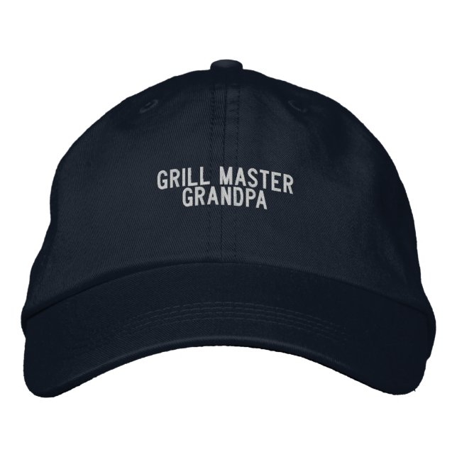 'Grill Master Grandpa' BBQ King Funny Gift  Embroidered Hat (Front)