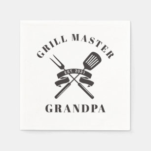 Grill Master Grandpa Best Grandfather Custom Napkin