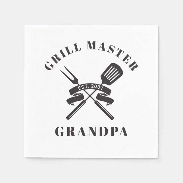 Grill Master Grandpa Best Grandfather Custom Napkin (Front)