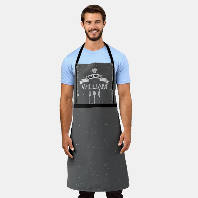 Grill Master grey mens kitchen Apron (Worn)