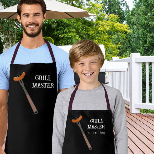 Grill Master in Training Father Son BBQ Black Apron