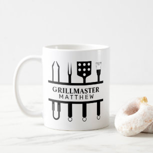 Grill master name fathers day coffee mug