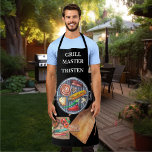 Grill Master Name Monogram Grill BBQ   Apron<br><div class="desc">This design may be personalised by choosing the customise option to add text or make other changes. If this product has the option to transfer the design to another item, please make sure to adjust the design to fit if needed. Contact me at colorflowcreations@gmail.com if you wish to have this...</div>