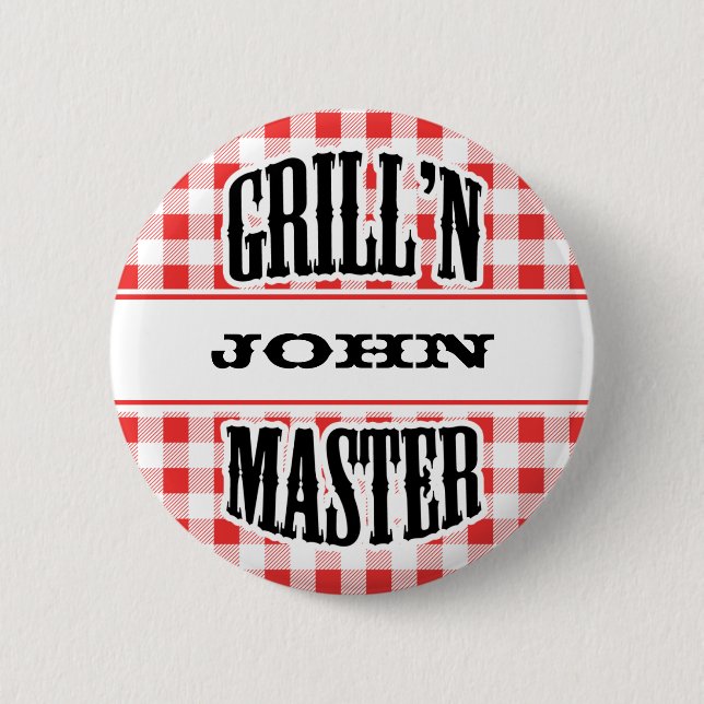Grill Master Name Personalised Badge Tag (Front)