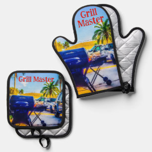 Grill Master Oven Mitt and Pot Holders Oven Mitt & Pot Holder Set