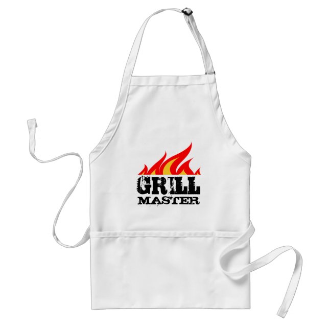 Grill master short apron with burning fire flames (Front)