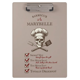 Grill Master Skully - Vintage Skull Illustration  Clipboard