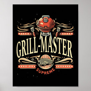 Grill Master Supreme Bbq Funny Graphic Tees Poster