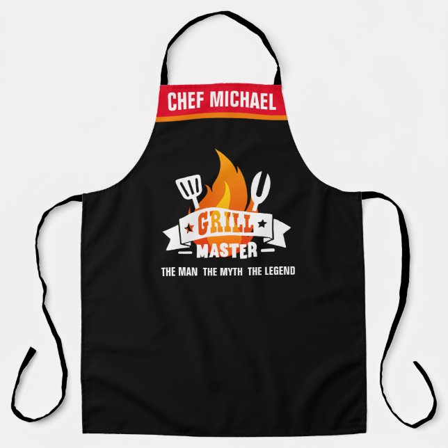 Grill Master | The Man | Myth | Legend BBQ Chef Apron (Front)