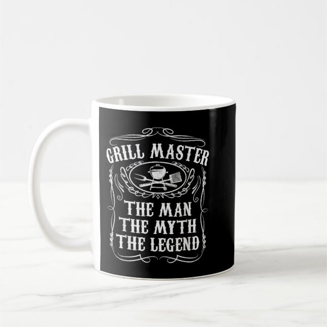 Grill Master The Man The Myth Legend Funny BBQ Smo Coffee Mug (Left)