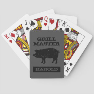 Grill Master vintage pig Father's day gift Playing Cards