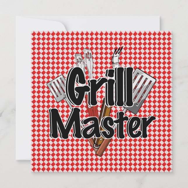 Grill Master with BBQ Tools & Picnic Table Invitation (Front)