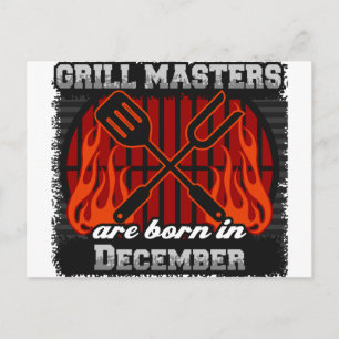 Grill Masters Are Born In December BBQ Birthday Postcard