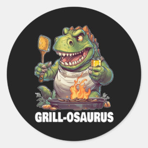 Grill-osaurus Rex Bbq Dinosaur Funny Fathers&#  D Classic Round Sticker