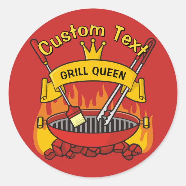 Grill Queen Classic Round Sticker (Front)