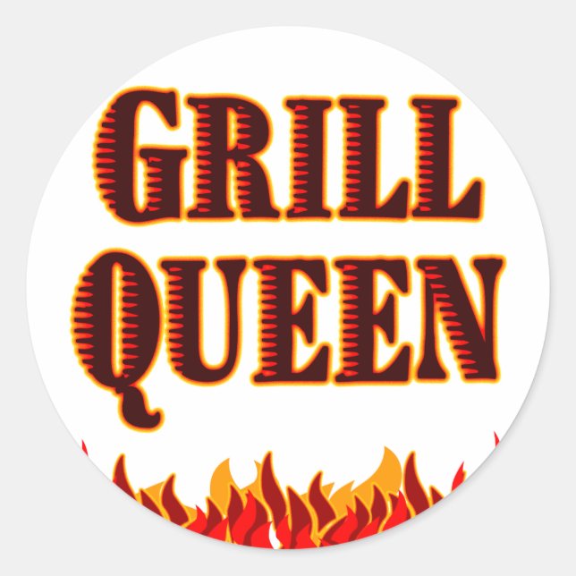 Grill Queen Funny BBQ Saying Classic Round Sticker (Front)