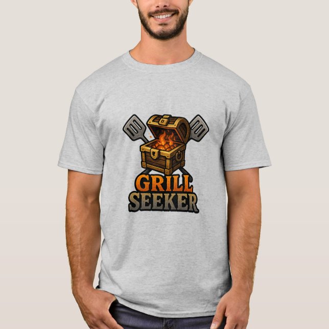 Grill Seeker – Funny BBQ Adventurer Foodie T-Shirt (Front)