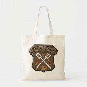 Grill Sergeant Badge Design with Spatula and Fork Tote Bag