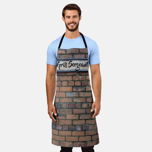 Grill Sergeant Brick Wall Rusty Sign Personalised Apron (Worn)