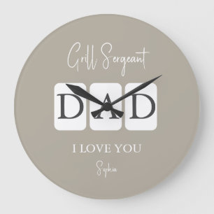 Grill Sergeant Dad I Love You Name Customised Large Clock
