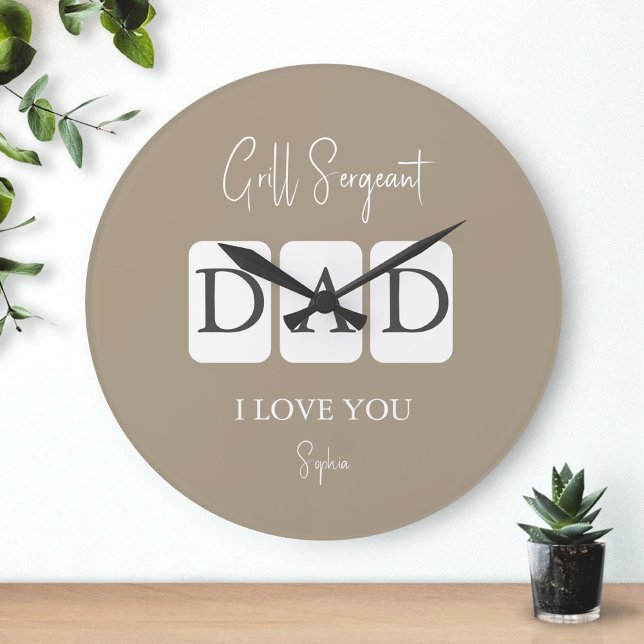 Grill Sergeant Dad I Love You Name Customised Large Clock (Creator Uploaded)