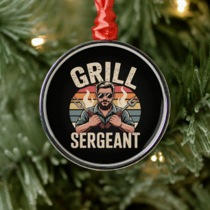 Grill Sergeant Fathers Day BBQ Dad Gift Metal Tree Decoration