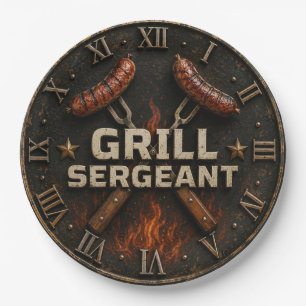 Grill Sergeant Funny BBQ Grill Master Barbecue  Paper Plate