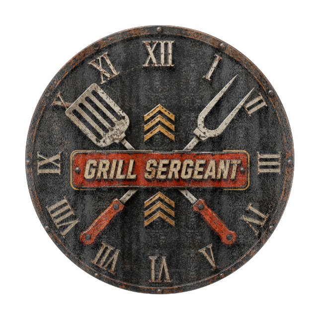 Grill Sergeant Funny BBQ Grill Master Man Cave  Cutting Board (Front)