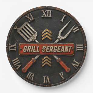 Grill Sergeant Funny BBQ Grill Master Man Cave  Paper Plate