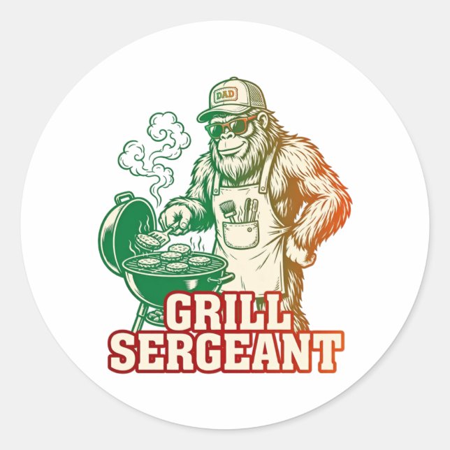 Grill Sergeant Funny Bigfoot Sticker (Front)