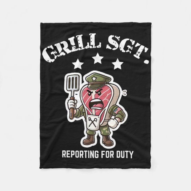 Grill Sgt. Funny Bbq Cookout  Fleece Blanket (Front)