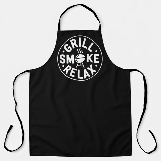 Grill Smoke Relax BBQ Quote Apron (Front)